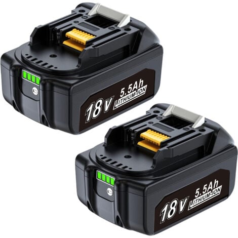 BLEOSAN 2 Pcs Batterie de Remplacement pour Makita 18V 5.5Ah, Batterie de Remplacement Makita 18V BL1860B BL1820B 1830B 1840B 1850B, Compatible avec Les Outils Makita 18V s'adapte au Chargeur Original Makita