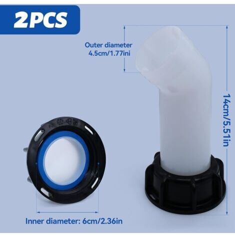 2 PCS Bec de Vidange avec Ecrou IBC, Buse de Réservoir d'eau Raccord S60x6 de RéServoir Buse Bouchon de Valve Valve Filetage IntéRieur Pour Réservoirs D'eau IBC
