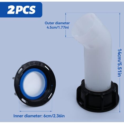 2 PCS Bec de Vidange avec Ecrou IBC, Buse de Réservoir d'eau Raccord S60x6 de RéServoir Buse Bouchon de Valve Valve Filetage IntéRieur Pour Réservoirs D'eau IBC