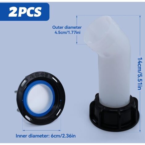 2 PCS Bec de Vidange avec Ecrou IBC, Buse de Réservoir d'eau Raccord S60x6 de RéServoir Buse Bouchon de Valve Valve Filetage IntéRieur Pour Réservoirs D'eau IBC