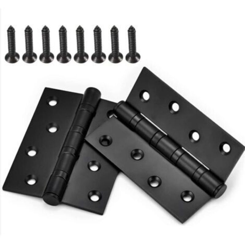 2 Pcs Black Ball Bearing Door Hinge Stainless Steel Hinges Folding Doors for Furniture Barn Garage with Screws