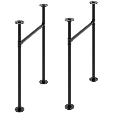 2 Pcs Black H-shaped Iron Table Legs