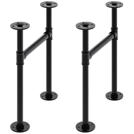 2 Pcs Black H-shaped Iron Table Legs