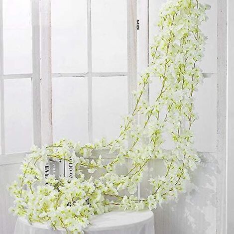 2 Pcs -blanc 180 Cm / 70 Pouces Fleur Artificielle Fleur De Cerisier Rotin Mariage Fleur De Cerisier Rotin Chane Dcoration Suspendue Fleur Dcora