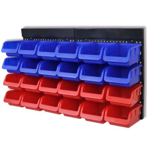 2 pcs Blue & Red Wall Mounted Garage Tool Organiser vidaXL