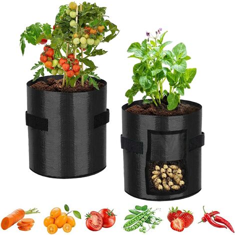 2 pcs Blumentopf Pflanzen Tasche, Pflanzsäcke, Grow Bags, Pflanzgefäße，45X35cm, Kartoffelsack, Anzuchtbeutel für Aussaatpflanzen