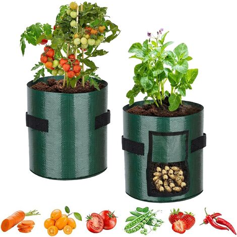 2 pcs Blumentopf Pflanzen Tasche, Pflanzsäcke, Grow Bags, Pflanzgefäße，45X35cm, Kartoffelsack, Anzuchtbeutel für Aussaatpflanzen