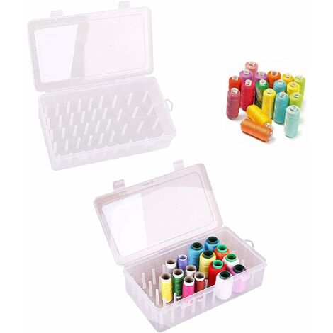 2 Pcs Boite Bobine de Fil Couture Avec 42 Axes Transparent Boîte à Fil à Coudre Rangement Bobine de Fil Couture Boîte de Rangement pour Fil à Coudre pour Bobine de Stockage
