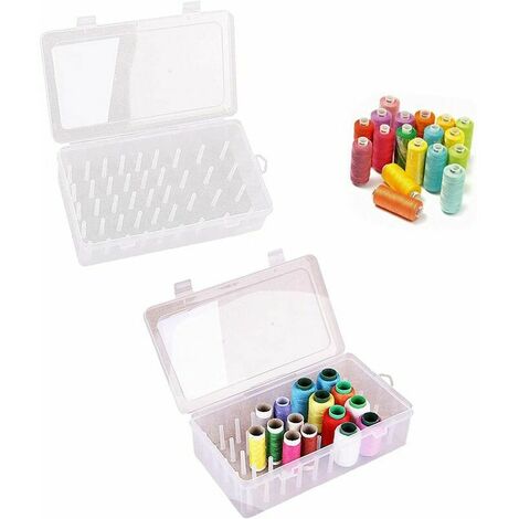 2 Pcs Boite Bobine de Fil Couture Avec 42 Axes Transparent Boîte à Fil à Coudre Rangement Bobine de Fil Couture Boîte de Rangement pour Fil à Coudre pour Bobine de Stockage