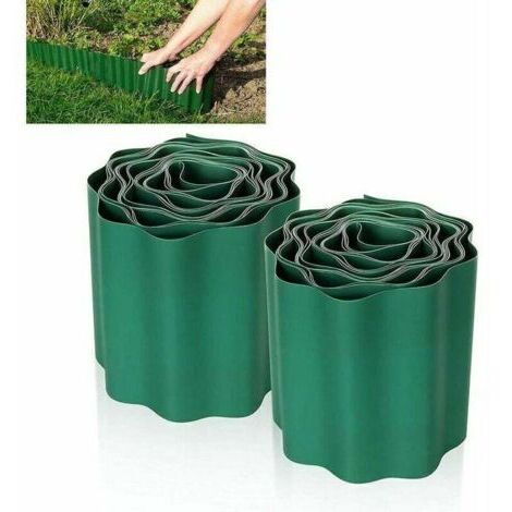 2 PCS Bordure de Pelouse Flexible 9M × 15CM, Clôture Gazon Bordure Jardin Plastique Bordurette de Jardin Bords Bordures Jardin Exterieur PVC - Bordure de Jardin Flexible Vert