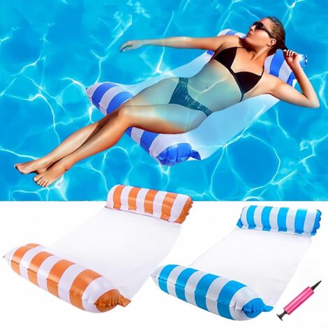 2 Pcs Bouee Piscine,Matelas Gonflable Piscine,BouéE Piscines,4 in 1 BouéEs Gonflable,avec Pompe à Air Manuelle,pour Plage Partie Etc -