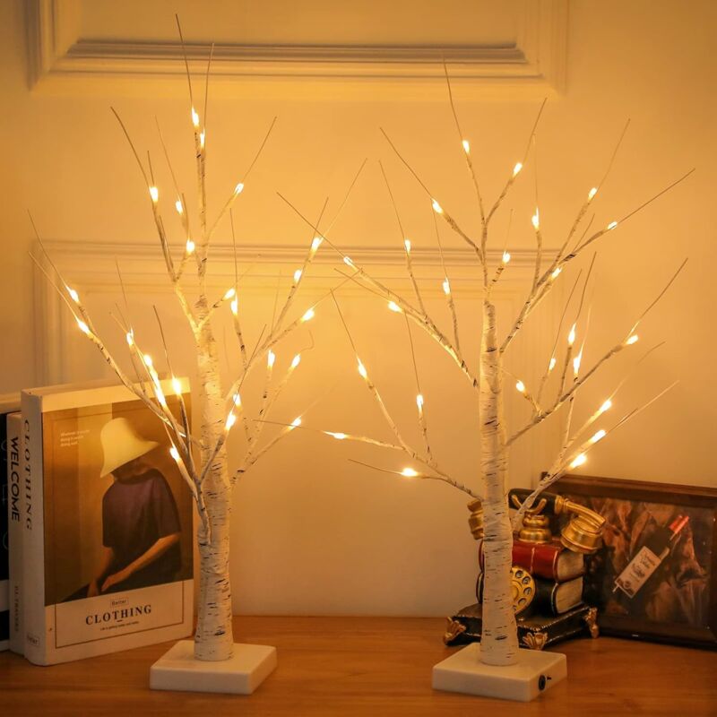 2 pcs Bouleau Blanc Allumé Blanc Chaud led Artificielle Branche De Table Fée Arbre Lumière pour La Maison Fête Festival De Mariage Thanksgiving