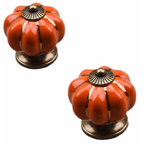 2 Pcs Boutons Vintage De Citrouille En Céramique 40x40mm(Diamètre x Hauteur) , Poignee De Meuble Antique, Boutons De Portes Tiroirs Poignée De Traction Avec Vis Pour Cuisine Placard, Commod