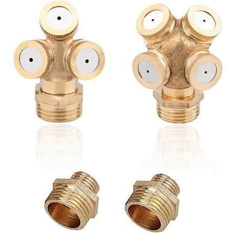 2 pcs Brass Atomizing Nozzles, Agricultural Irrigation Nozzles, Garden Water Atomizing Nozzles with Garden Water Connector, Suitable for 3 Holes and 4 Holes