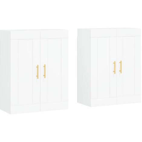 2 pcs Buffet，Bahut， Armoires murales blanc bois d'ingénierie CFW94408