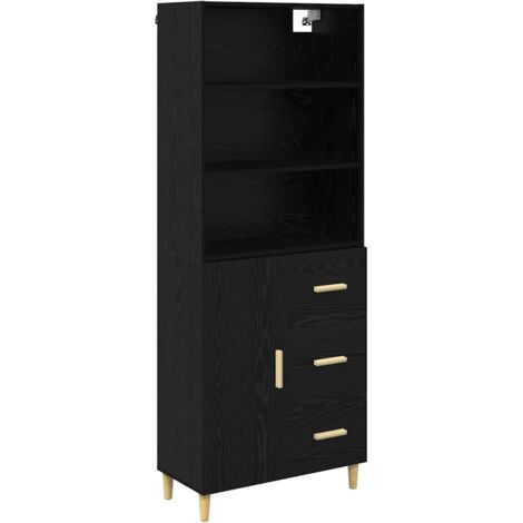 2 pcs Buffet,Haut Armoire Montage mural Chêne noir 69,5 x 34 x 180 cm CFW135845