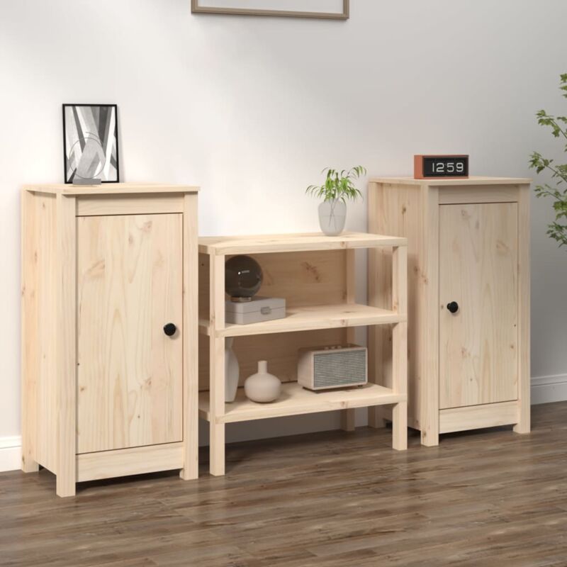 2 pcs Buffets,Bahut, Meuble de Rangement 39x35x80 cm bois massif de pin CFW534805