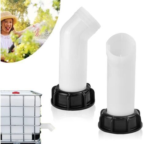 2 Pcs Buse de Réservoir d'eau Valve Bouchon de Robinet IBC Bec de Vidange avec Écrou Rallonge de Tuyau de Bec Raccord de Vanne Extension pour Raccords de Tuyaux d'eau de 1000L Pluie Arrosage
