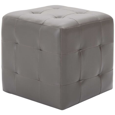 2 pcs  Cabinet de chevet  Table de nuit Tables de chevet Gris 30x30x30 cm Similicuir