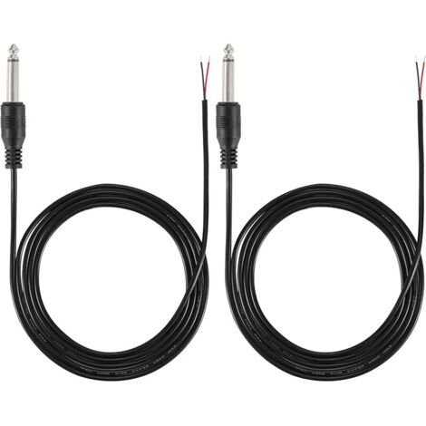 2 Pcs Câble audio jack 6,35 mm vers haut-parleur 1,5 m, connecteur mâle mono TS 6,35 mm vers fil nu, extrémité ouverte, fiche 6,3 mm pour microphone, amplificateur de haut-parleur