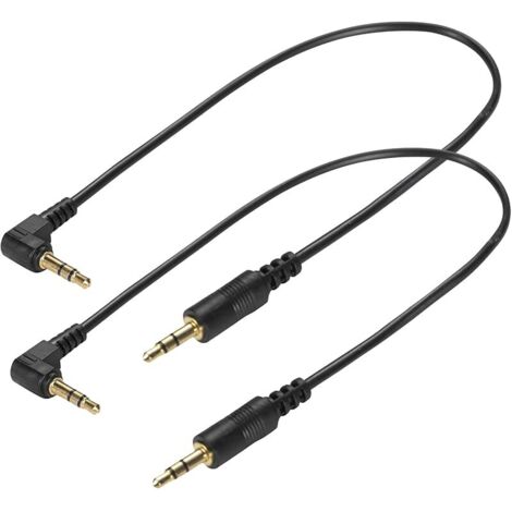 2 Pcs Câble audio jack TRS 3,5 mm 30 cm (1/8"), prise mâle droite vers prise mâle coudée à 90 degrés 3,5 mm stéréo 3 pôles pour casque audio, cordon auxiliaire