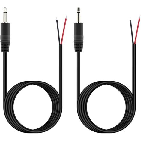 2 pcs Câble connecteur jack mono TS 2 pôles 3,5 mm mâle vers fil nu, 1,5 m, pour casque d'écoute