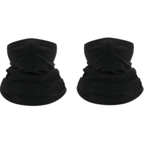 2 Pcs Cache Cou Tubulaire d'hiver Multi-usage Unisexe Doublure en Polaire Thermique élastique Tour de Cou pour Ski Course Moto Vélo Noir