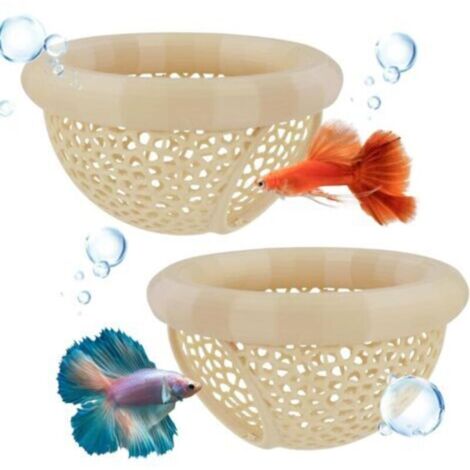 2 Pcs Cachette Flottante pour Betta 7 x 4  Décor D’Aquarium Petits Poissons pour Reposer Nourrir Jouer & Reproduire Tunnel Aquarium Hamac Décoratif Poissons Un Repos en Toute Sécurité