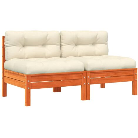 2 pcs Canapé de jardin,Canapé d'extérieur,Sofa de jardin sans accoudoirs coussinsbois massif pin CFW612975