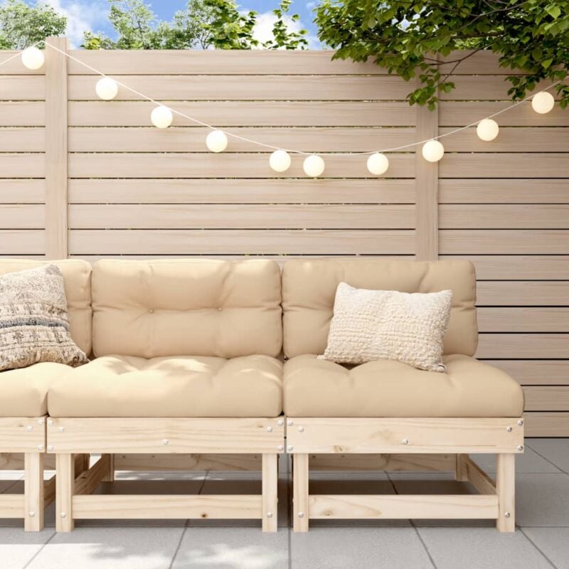 2 pcs Canapés centraux avec coussins Canapés de jardin Sofa Banquette de jardin bois de pin massif 97470