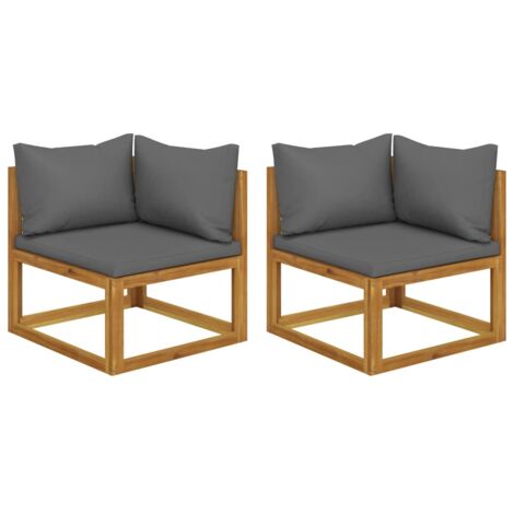 2 pcs Canapés d'angle sectionnels, Canapés relax, Canapés d'angle de jardin avec coussins Gris foncé MJU4463