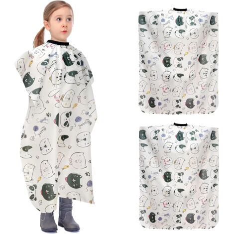 2 PCS Capes de Coiffeur pour Enfants, Tablier de Coiffure Imperméable, Peignoir pour Garçons et Filles
