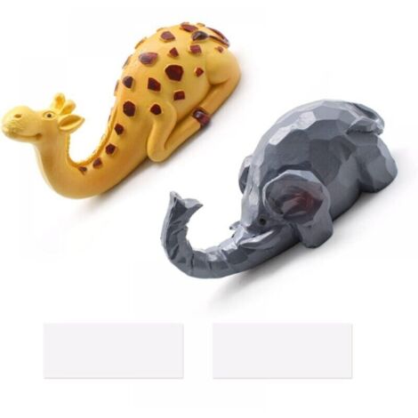 (2 pcs) Cartoon Animal Pattern Adhesive Hooks, Children's Hooks with Cartoon Patterns, Cute Animal Hooks, Suitable for Living Room, Kitchen and Bathroom