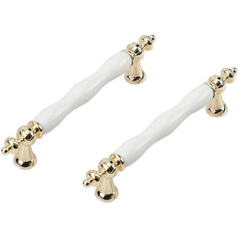 2 Pcs Céramique Poignée de Porte Vintage Armoire Porte Poignées Meubles Cuisine Tiroir Poignées pour Placards Barres Poignées Armoire Boutons Blanc 128mm