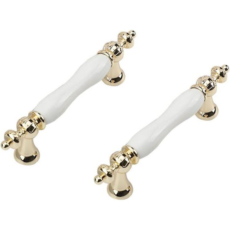2 Pcs Céramique Poignée de Porte Vintage Armoire Porte Poignées Meubles Cuisine Tiroir Poignées pour Placards Barres Poignées Armoire Boutons Blanc