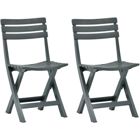 2 pcs Chaises de jardin pliables, Fauteuils Extérieur, Sièges confortable Plastique Vert BGT22887