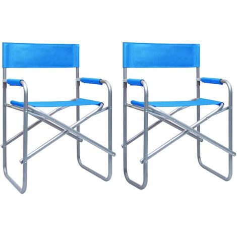 2 pcs Chaises de metteur en scène Chaises de terrasse Chaises de jardin Acier Bleu BGT70027