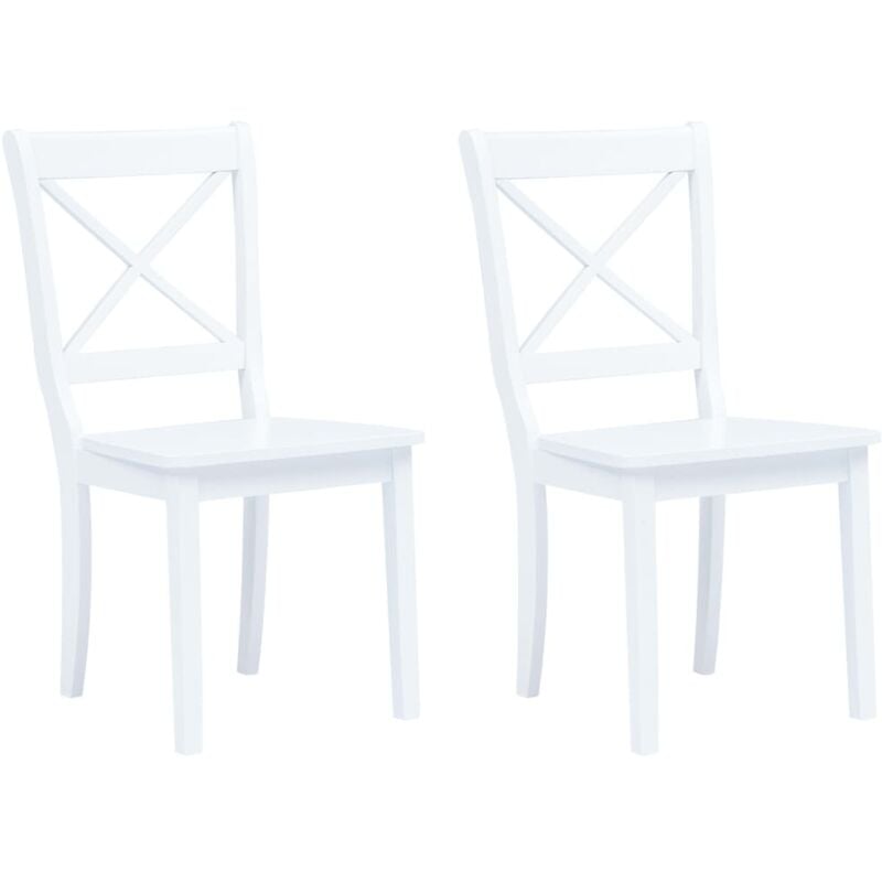 Chaises à manger lot de 2 blanc bois d'hévéa massif
