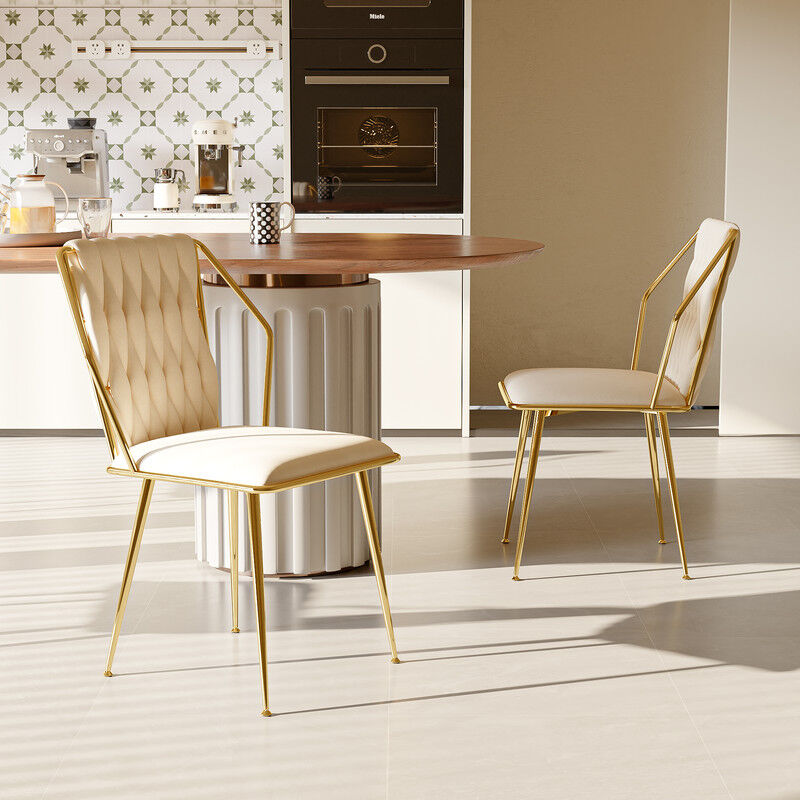 Sureh - 2 pcs Chaises de salle à manger en velours, Chaises de salle à manger tapissées avec pieds en métal doré, Chaises d'appoint modernes pour