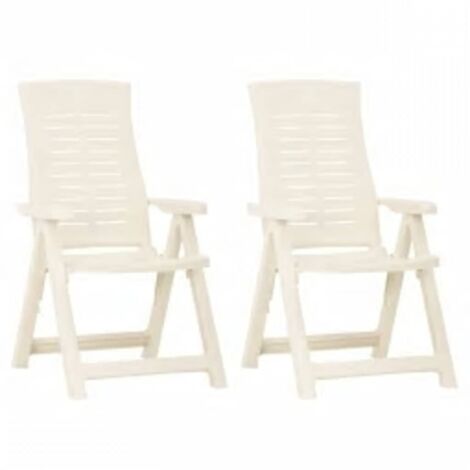 2 pcs Chaises inclinables, Chaises à dîner, Fauteuils de jardin Plastique Blanc BGT12208