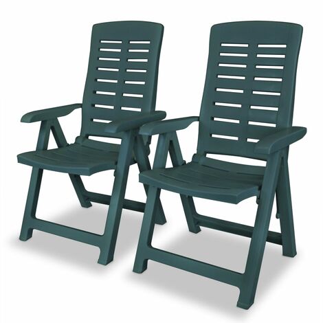 2 pcs Chaises inclinables de jardin,Fauteuils à Dîner Plastique Vert -TF31072