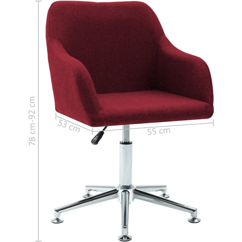 2 pcs Chaises pivotantes de salle à manger Rouge bordeaux Tissu 2 pcs Chaises pivotantes de salle à manger Rouge bordeaux Tissu