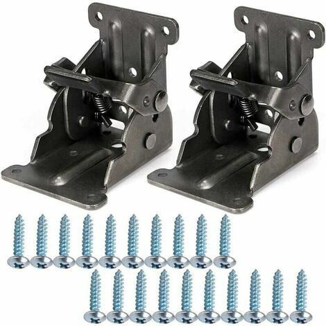 2 Pcs Charnière pliante autobloquante 90, support pliable, verrouillage extension table support d'étagère pliable en tôle d'acier pour table de travail