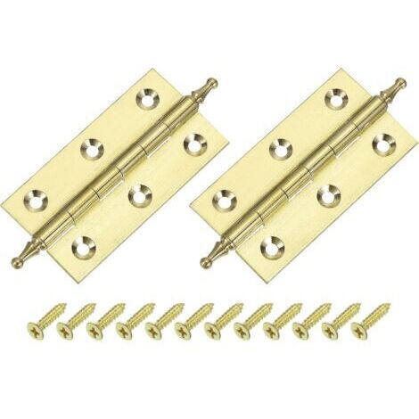 2 Pcs Charnières À Paumelle Pliantes, 3 Pouces Petites Charnières En Laiton Pour Porte À Paumelle Pour Meuble Pointues Pliantes Vis Boîtes, Ton Or