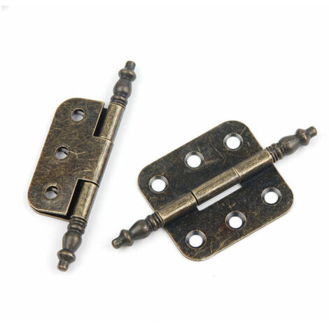 2 PCS Charnières Antiques 70×35mm Charniere Porte Placard Vintage 6 Trous Charnières Rétro Pliant Charniere Decorative Fer Charnière Porte Meuble Ancien pour Tiroir Armoire Botes(vis non incluses) Gro