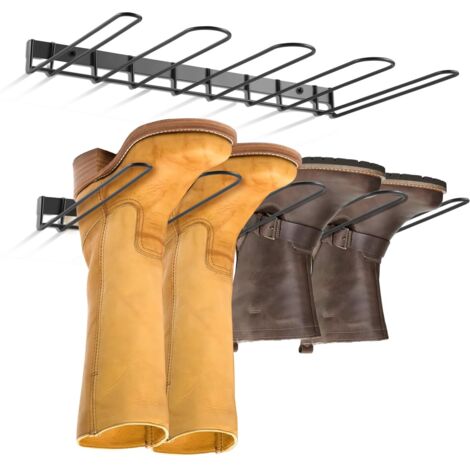 2 PCS Cintre Mural pour Bottes en Métal Robuste, Organisateur de Bottes de Cowboy, Porte Bottes Organisateur, Bottes de Travail sur le Coin d'entrée, Terrasse, Garage Noir