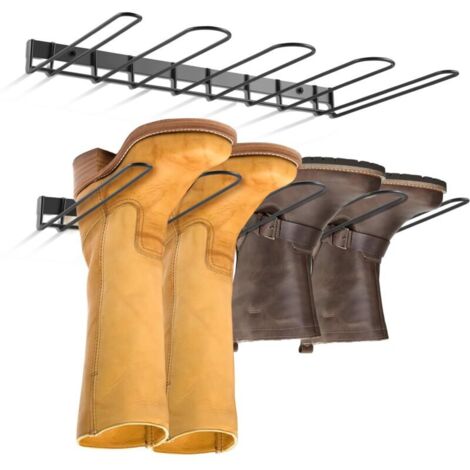 2 PCS Cintre Mural pour Bottes en Métal Robuste, Organisateur de Bottes de Cowboy, Porte Bottes Organisateur, Bottes de Travail sur le Coin d'entrée, Terrasse, Garage Noir