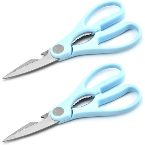 2 pcs Ciseaux De Cuisine, Scie À Ruban En Acier Inoxydable, Ciseaux Ménagers, Ciseaux Multi-usages, Longueur: 20 Cm, Bleu