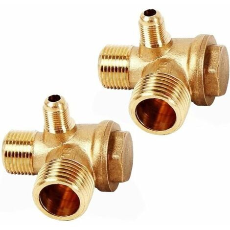 2 Pcs Clapet Anti Retour Compresseur, 3 Ports Compresseur D'air Clapet Anti Retour 20×16×10mm pour Raccords de Connexion de Compresseur D'air