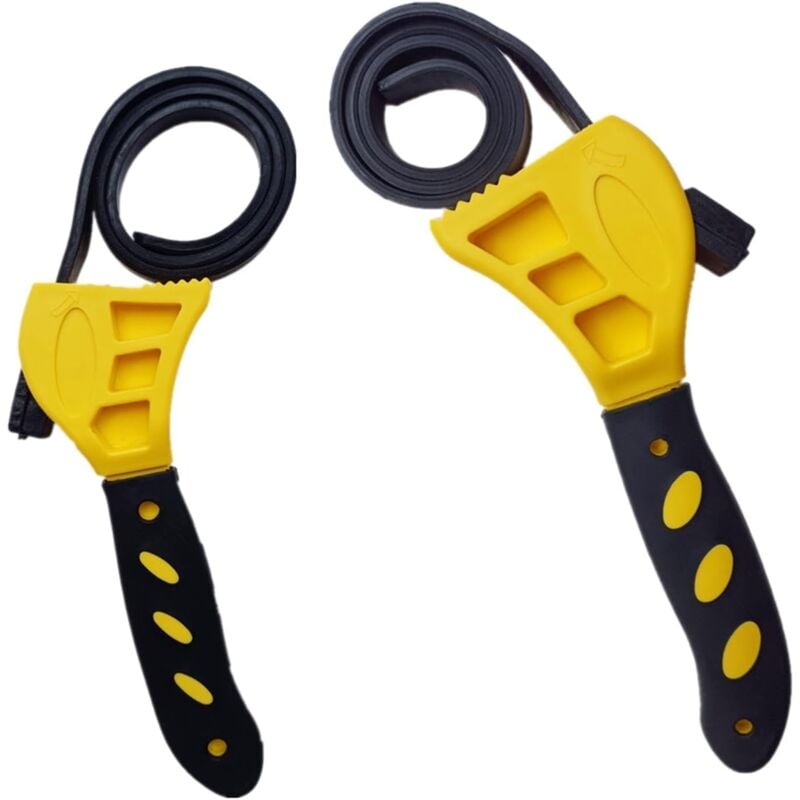 2 pcs Clé à Sangle Réglable pour Filtre, 6/8 pouces, Clé serre-tubes à sangle, Clés à Filtre à Huile Universel